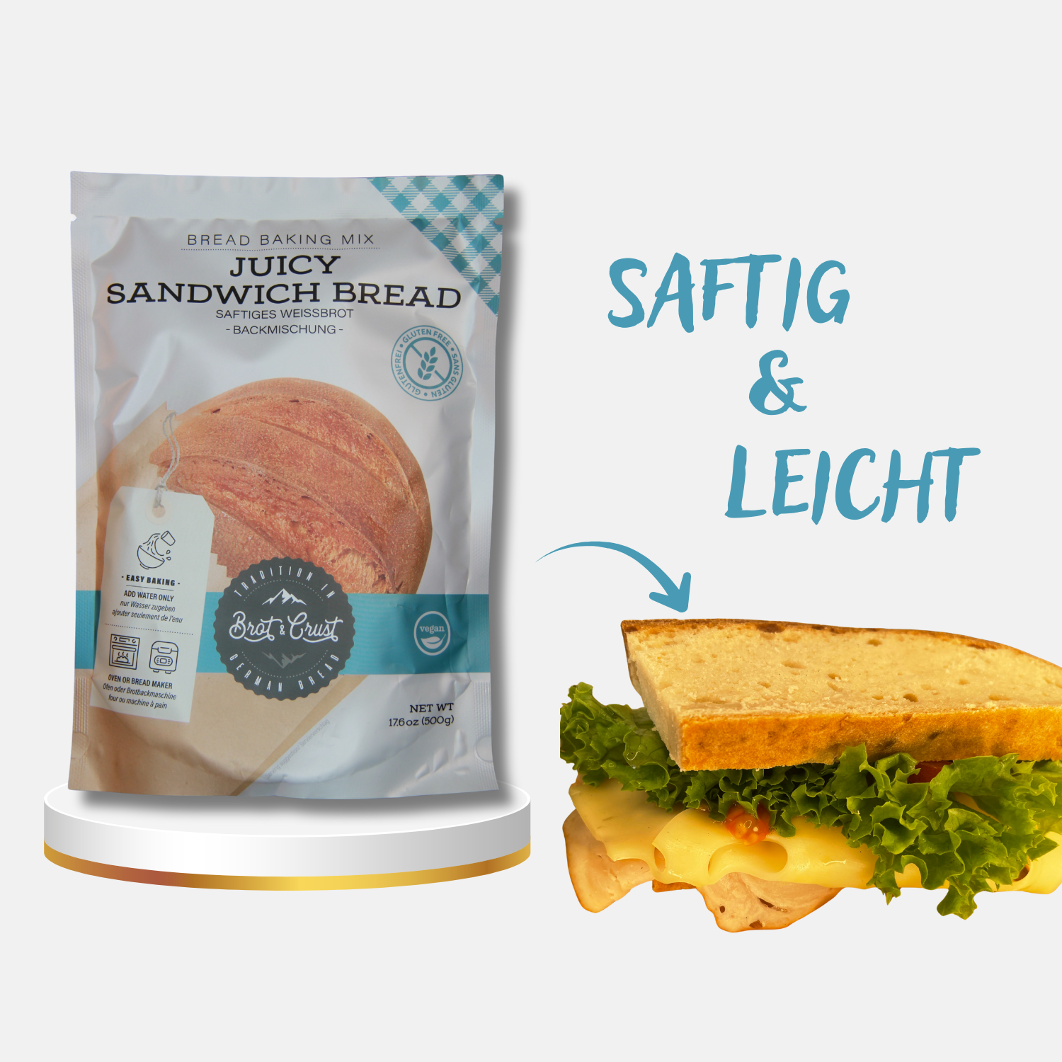 Saftiges Weißbrot glutenfrei - Brotbackmischung