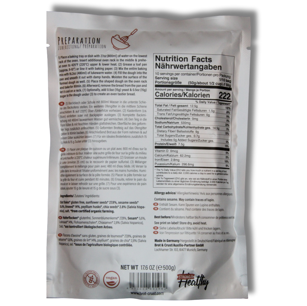 Reichhaltiges Vollkornbrot glutenfrei - Brotbackmischung