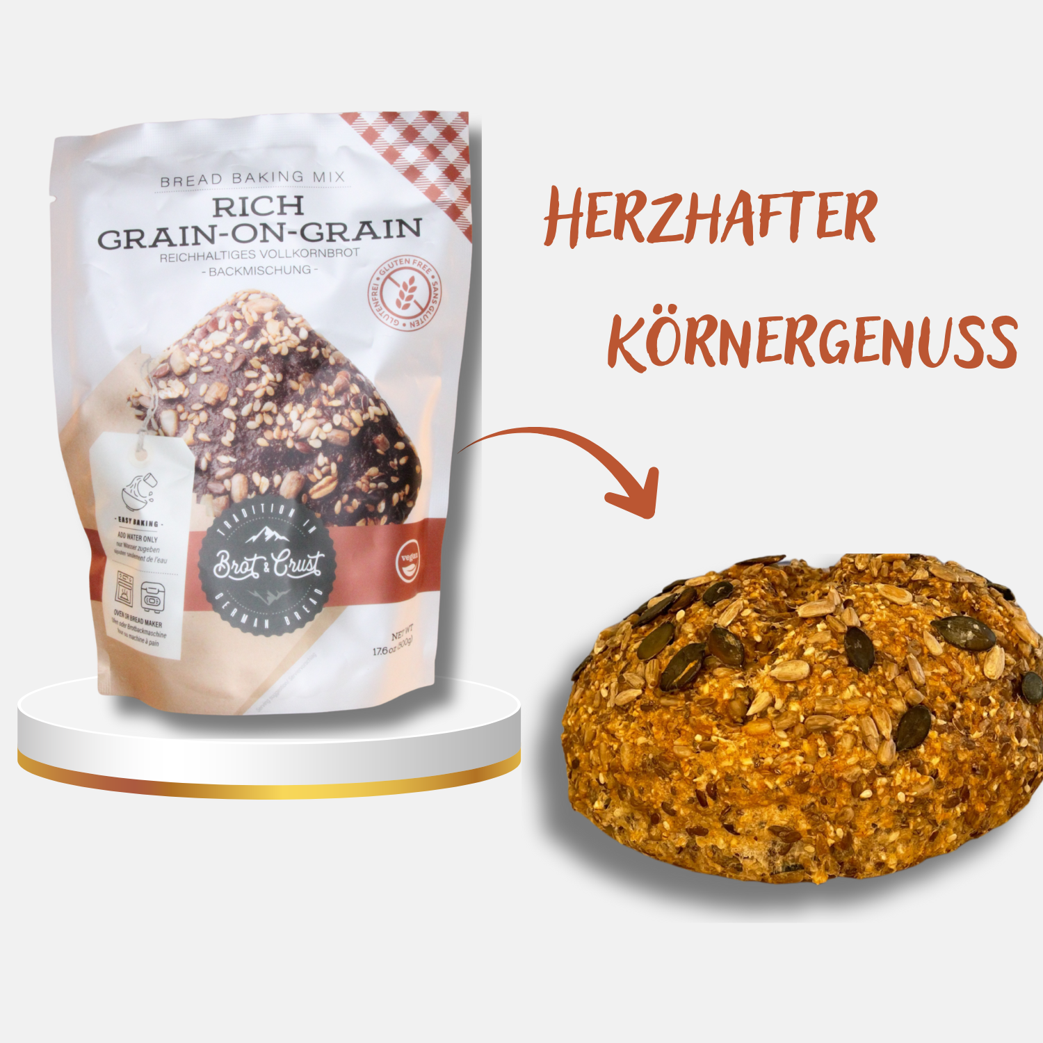 Reichhaltiges Vollkornbrot glutenfrei - Brotbackmischung